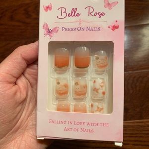 Orange french n floral press on nails! brand new